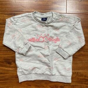 3/$25 Allo&Lugh Baby Girl Cream Pink Crew Logo Soft Sweatshirt Size 12M Casual